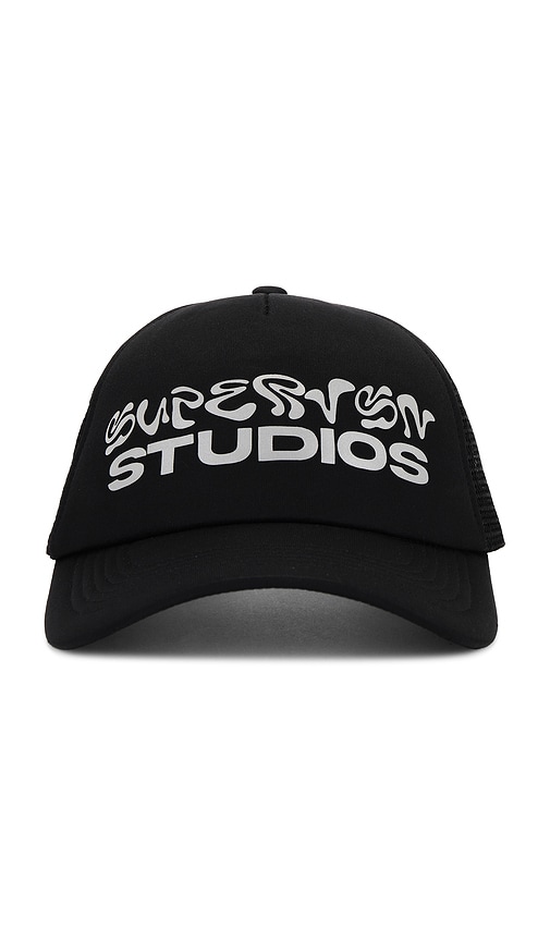 SUPERVSN Wavy Logo Trucker in Black