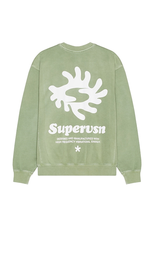 Supervsn Free Form Block Crewneck Sweatshirt In Sage