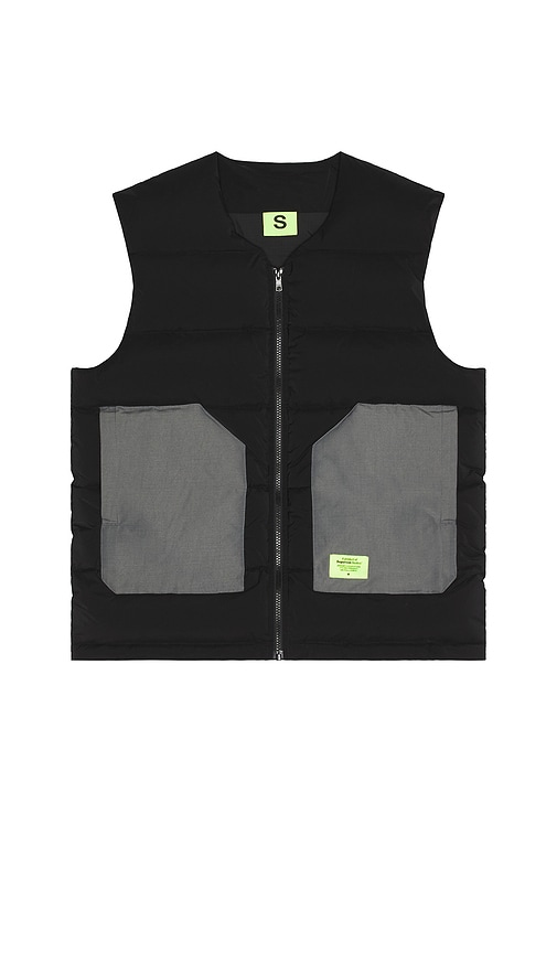 Supervsn Contrast Puffer Vest In Black