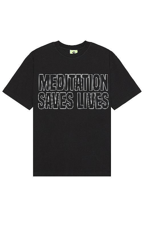 Supervsn Meditation Saves Lives Short Sleeve T-shirt In 复古黑色