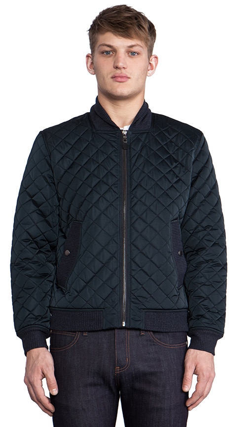 7 For All Mankind Quilted Bomber Jacket in Deep Sea REVOLVE