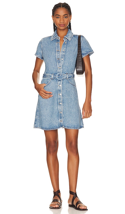 Shop 7 For All Mankind Sort Sleeve Classic Dress In Volcan Blue