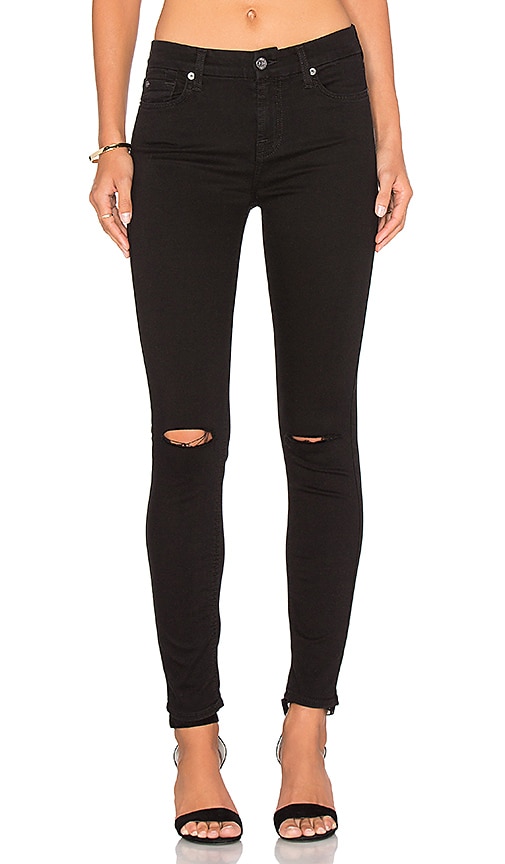 black skinny jeans with hole in knee