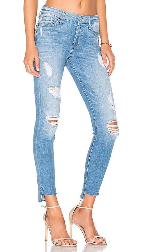 white frayed ankle jeans