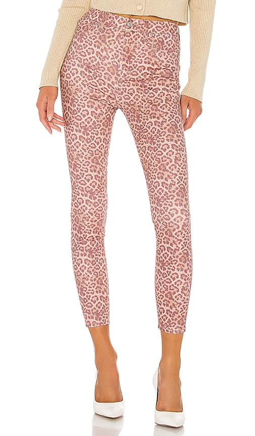 7 For All Mankind The High Waist Ankle Skinny. In Coated Rose Photo Leopard