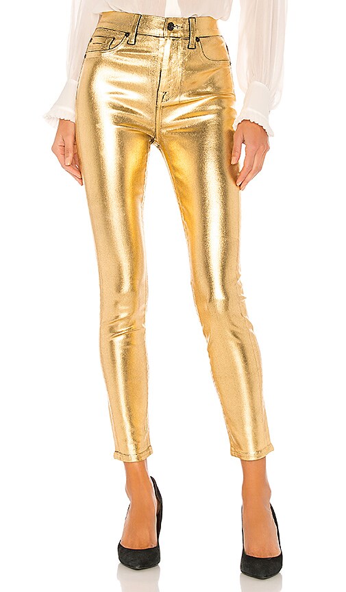 gold jeans