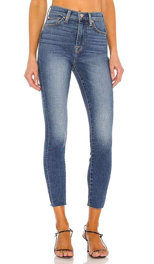 7 For All Mankind High Waist Ankle Skinny With Cut Hem In Westgate Vintage