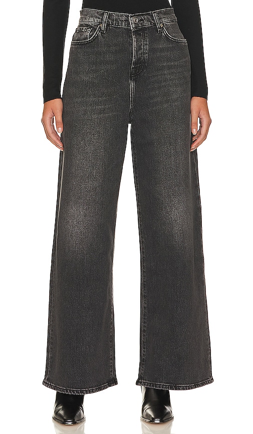 7 For All Mankind Zoey High Waist Wide Leg In Black