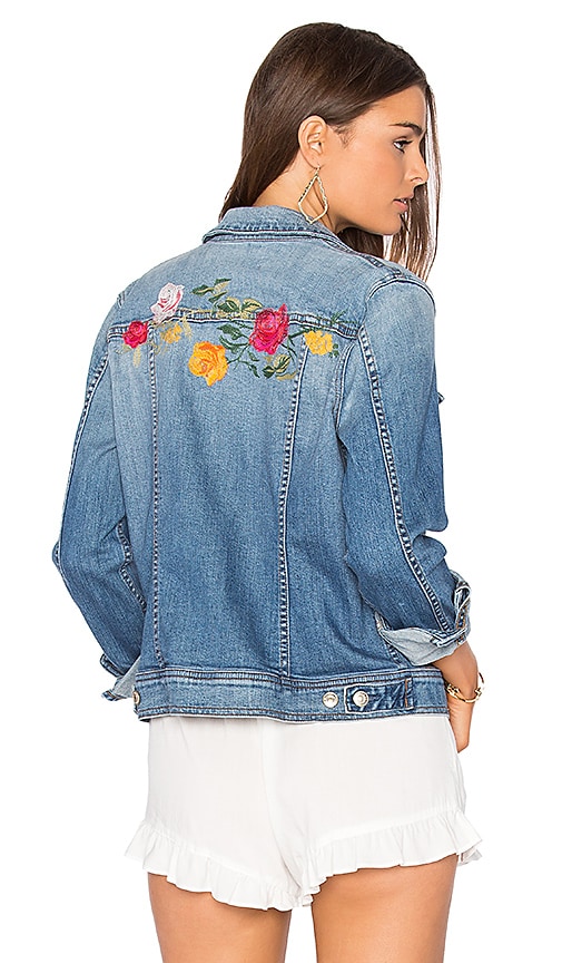 7 For All Mankind Trucker Jacket in Rose Garden Embroidered | REVOLVE