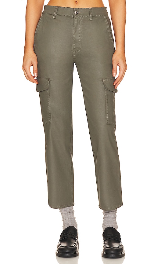 7 For All Mankind Women's Logan Crop Cargo Pants In Sage Coated