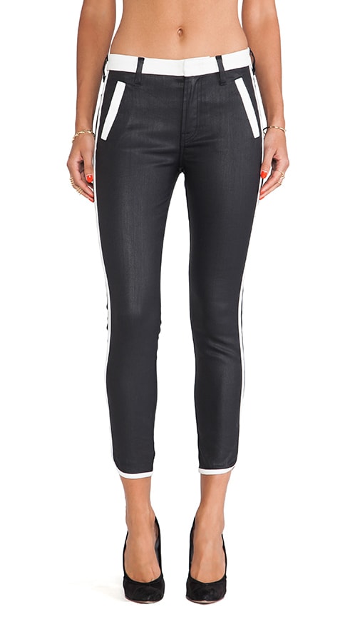 7 For All Mankind Sportif Crop Pant in Black & White