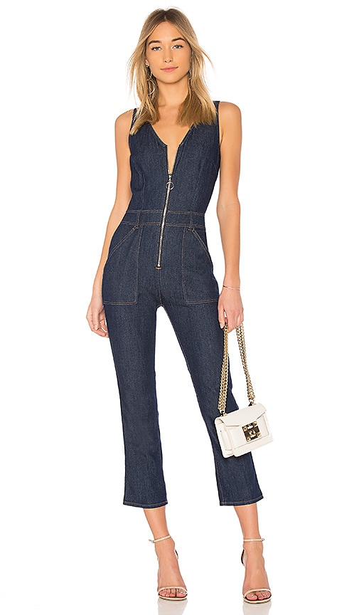 7 For All Mankind Deep V Playsuit in Wilshire Rinse | REVOLVE