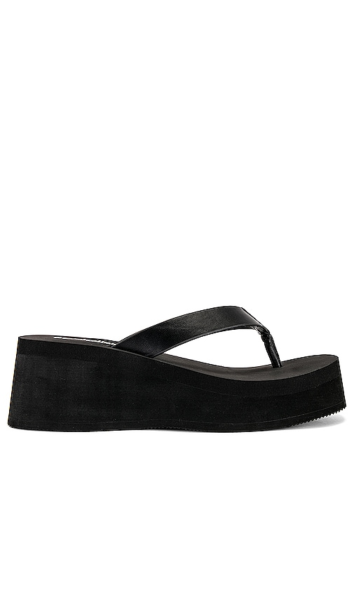 Seychelles Skyscraper Sandal in Black Leather