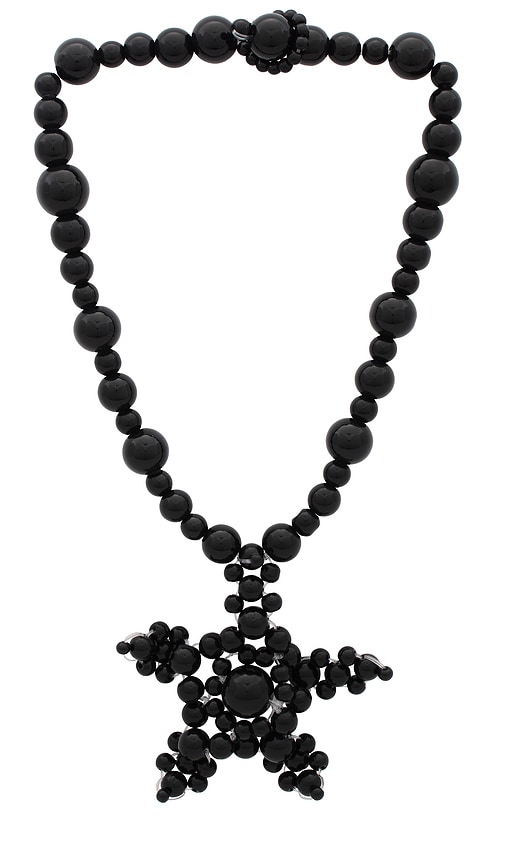 Shop Susan Fang Beaded Star Necklace In Black