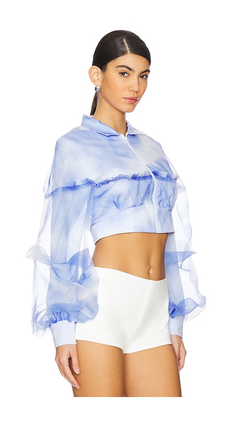 Susan Fang Layered Organza Cropped Jacket In Baby Blue