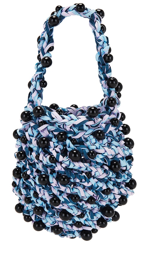 Shop Susan Fang Crochet Beaded Mini Bag In Blue