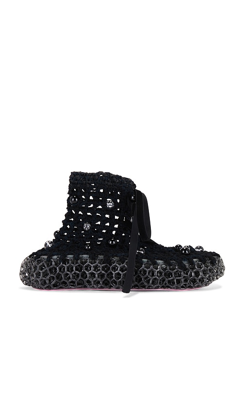 Susan Fang Crochet Beaded Boots In Black