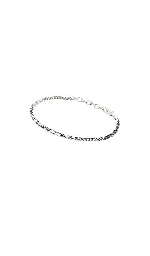 Serge de Nimes Square Spiga Bracelet in Metallic Silver.