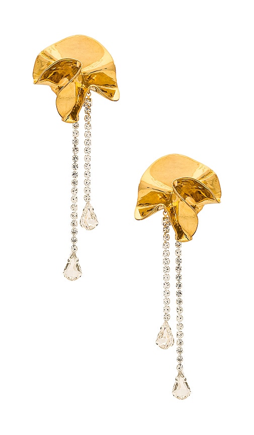 Sterling King Sylvia Crystal Drop Earrings in Mirror Gold