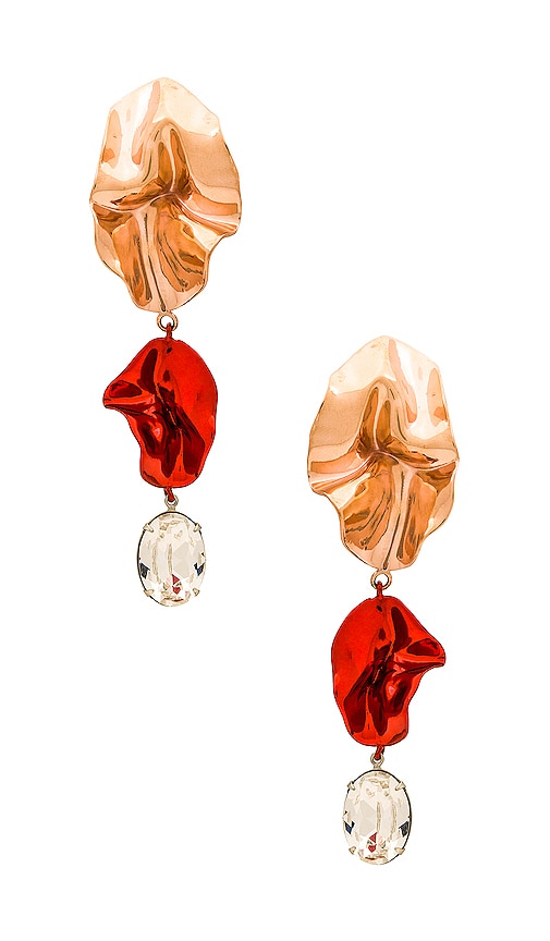 Sterling King Cindy Crystal Drop Earrings in Petal Pink & Ruby