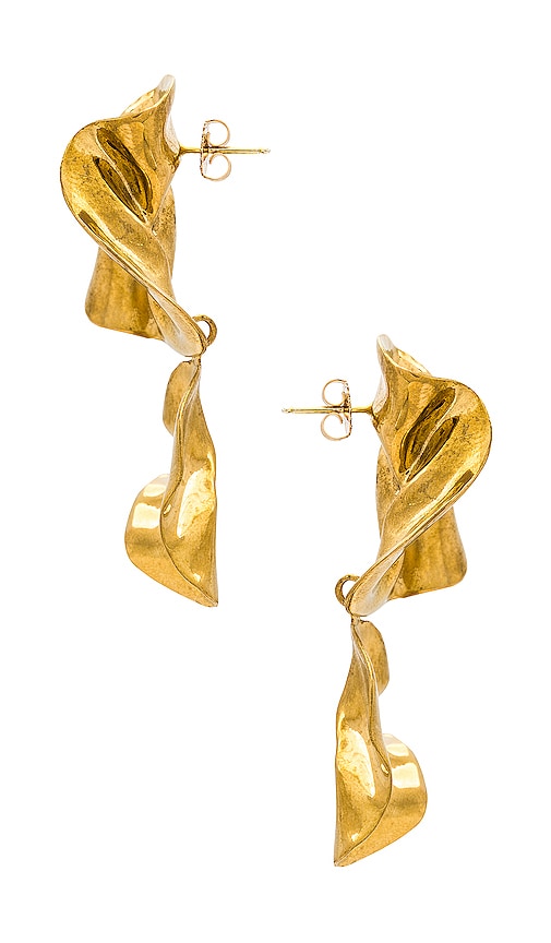 Shop Sterling King The Fold Earrings In Metallic Gold