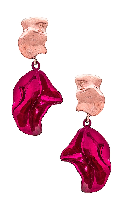 Sterling King Two Tone Fold Mini Earrings In Petal Pink & Fuchsia