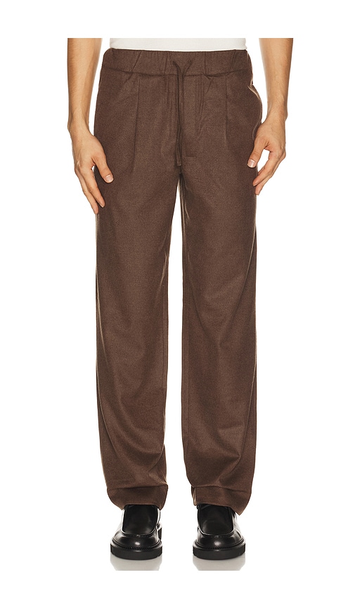 Soft Goat Straight Drawstring Trousers In Mocha