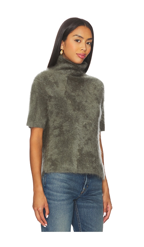 Soft Goat Brushed Short Sleeve Turtleneck Pullover In Green