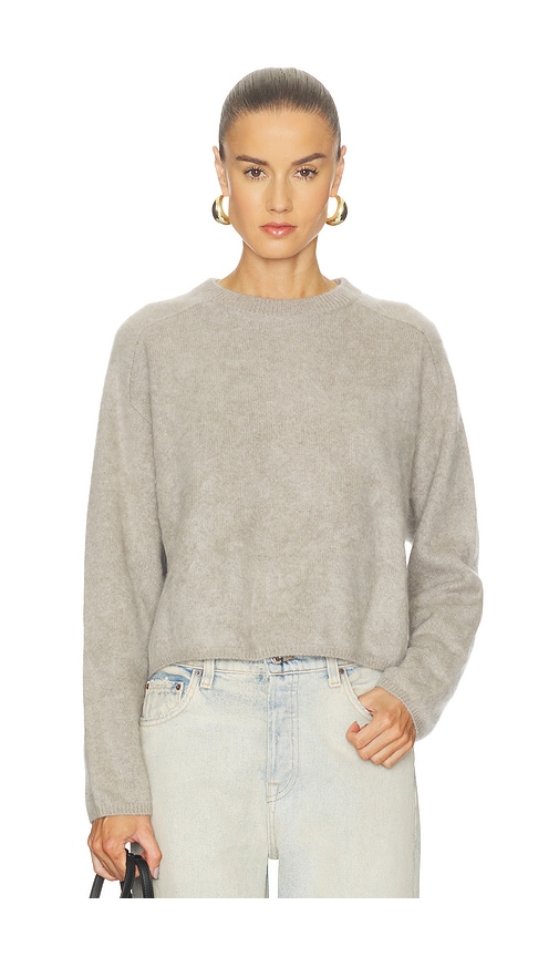 Soft Goat Brushed Crewneck Sweater In Gray