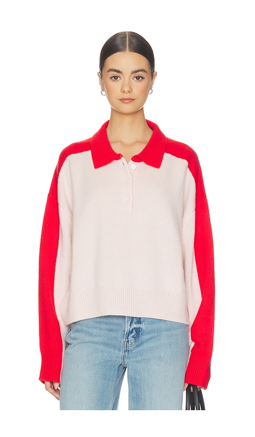 Soft Goat Color Block Polo Shirt In White