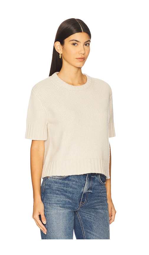 Soft Goat Chunky Short Sleeve Pullover In Neutral