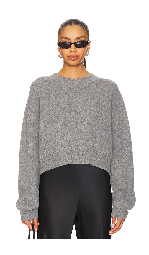 Soft Goat Double Faced Crewneck Pullover In Gray