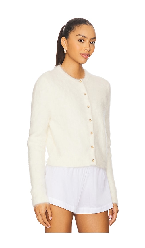 Soft Goat Fine-knit Button-up Cardigan In White