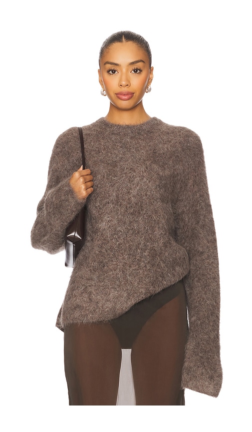Soft Goat Alpaca Crewneck Pullover In Brown