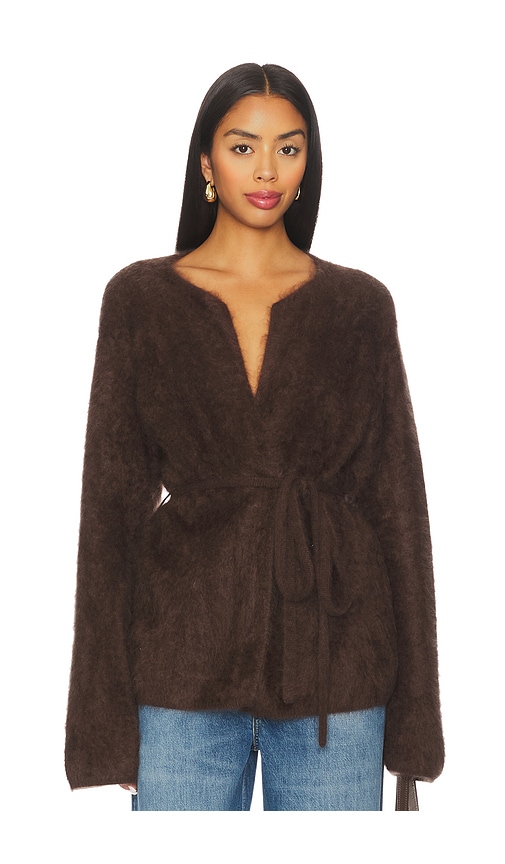 Soft Goat Brushed Cardigan In Brown