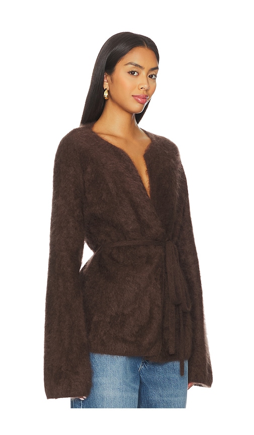 Soft Goat Brushed Cardigan In Brown