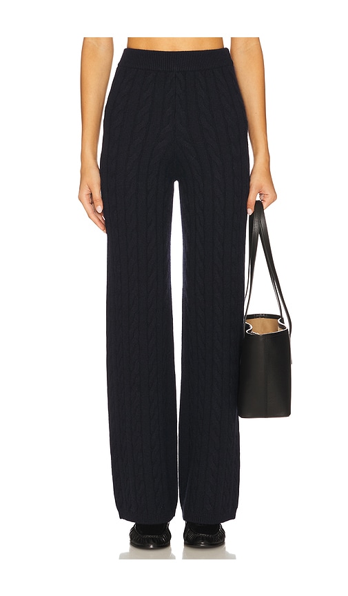 Soft Goat Cable Knit Pant In Blue