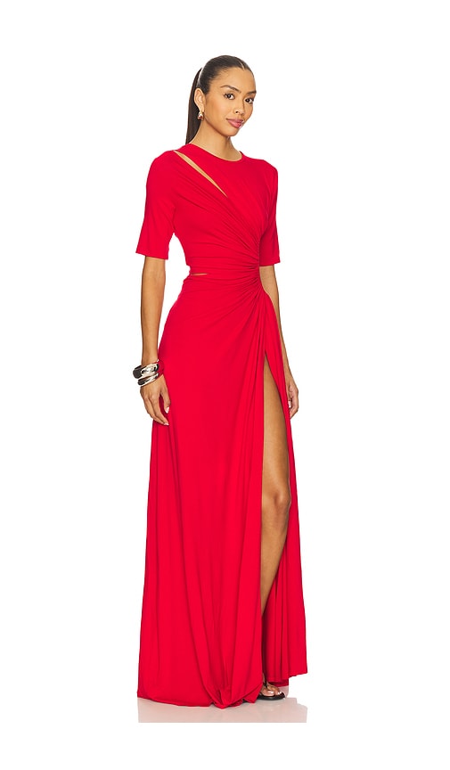  Sid Neigum Gathered Slit Maxi Dress In Red. Size S. Also In Xs. 