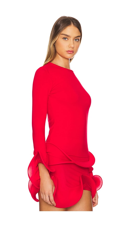 Sid Neigum Wave Sleeve Top In Red
