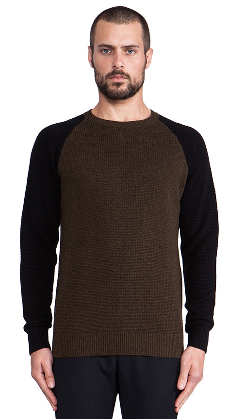 Colorblock Waffle Knit Crewneck
