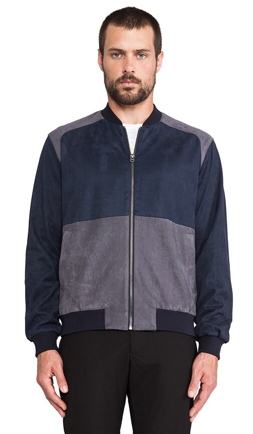 Colorblock Faux Suede Bomber