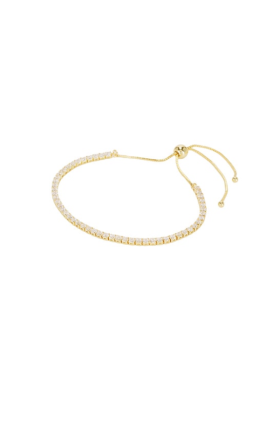 Shop Shashi Diamond Tennis Pull Bracelet In Metallic Gold