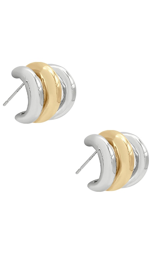 ピアス Basic Two Tone Hoop Earrings #3106 Laure by Aurate Two-Tone Huggie Hoop 'X' Earrings
