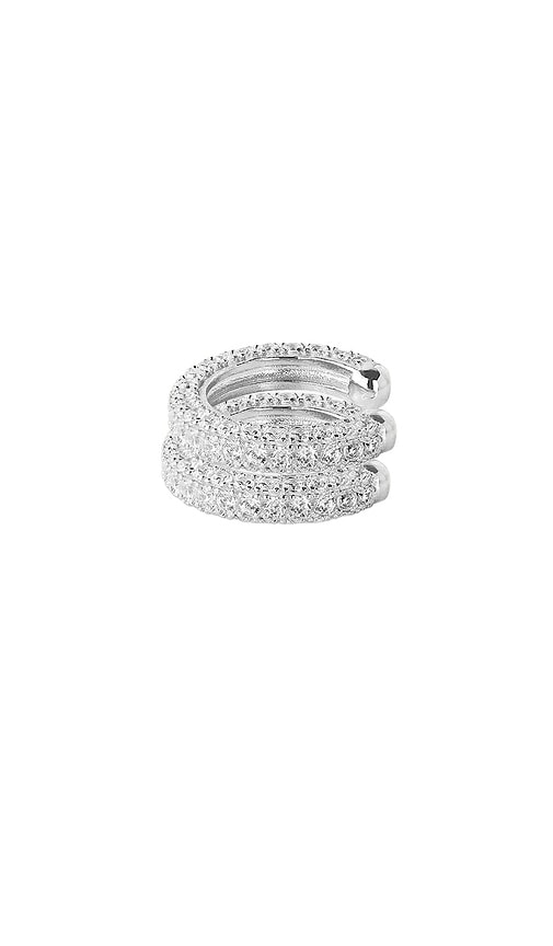SHASHI Jacque Pave Ear Cuff Set Of Two in Silver