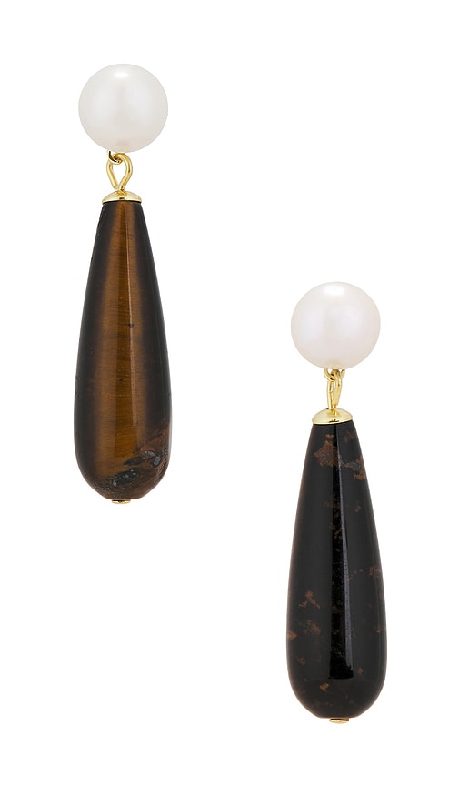 SHASHI Linnea Earring in Pearl & Tiger Eye