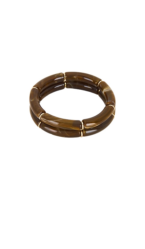 SHASHI Cecillia Bracelet Set Of 2 in Gold & Brown