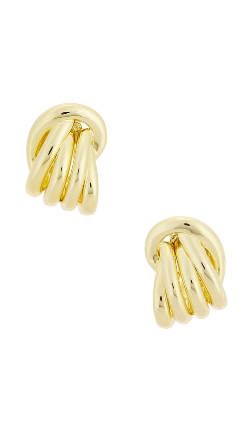 Roux Pave Earrings in Metallic Gold.