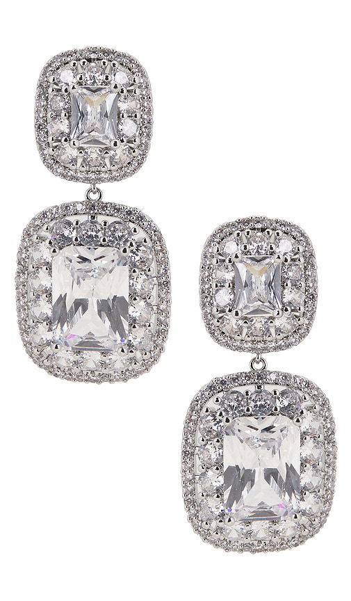Double Halo Earring in Metallic Silver.