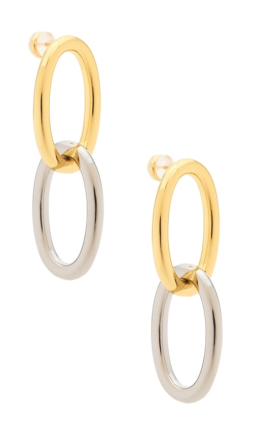 Lasso Hoop Earrings in Metallic Gold,Metallic Silver.