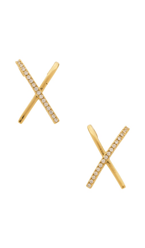 Kriss Kross Earring in Metallic Gold.